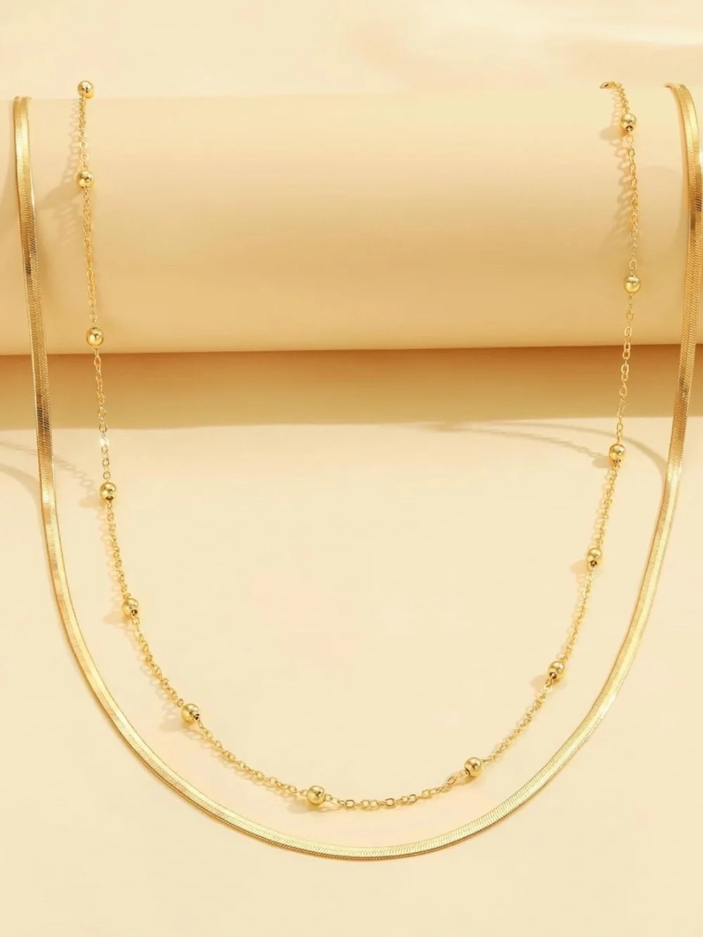 14K Gold Plated Snake Bead Double Layer Waist Chain Belt